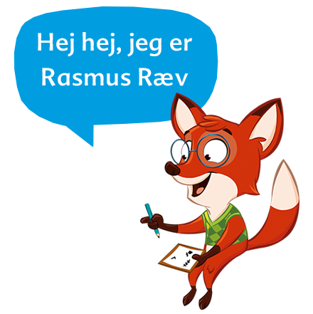 En ræv med pen og papir.